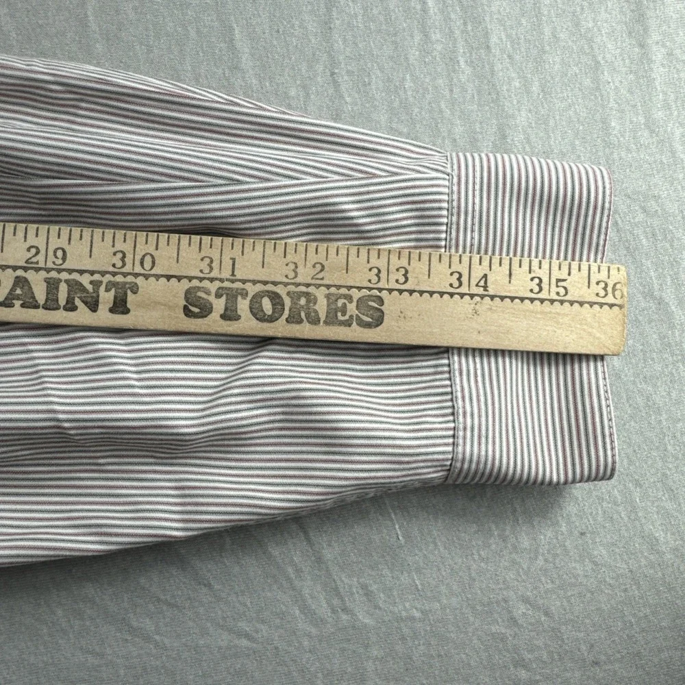 Vintage Banana Republic Mandarin Band Collar Shirt Men L Striped Long Sleeve Red